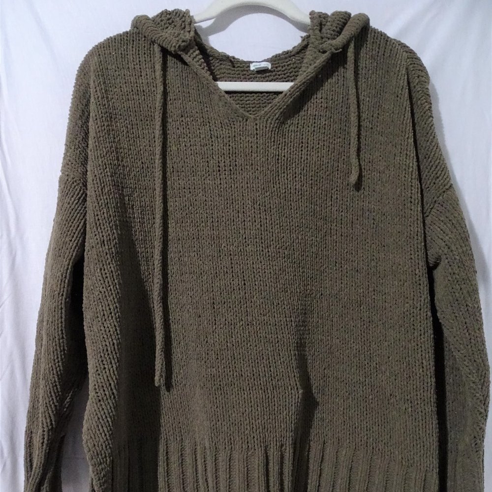 Aerie | Olive Green Knit Hooded Sweater | XS